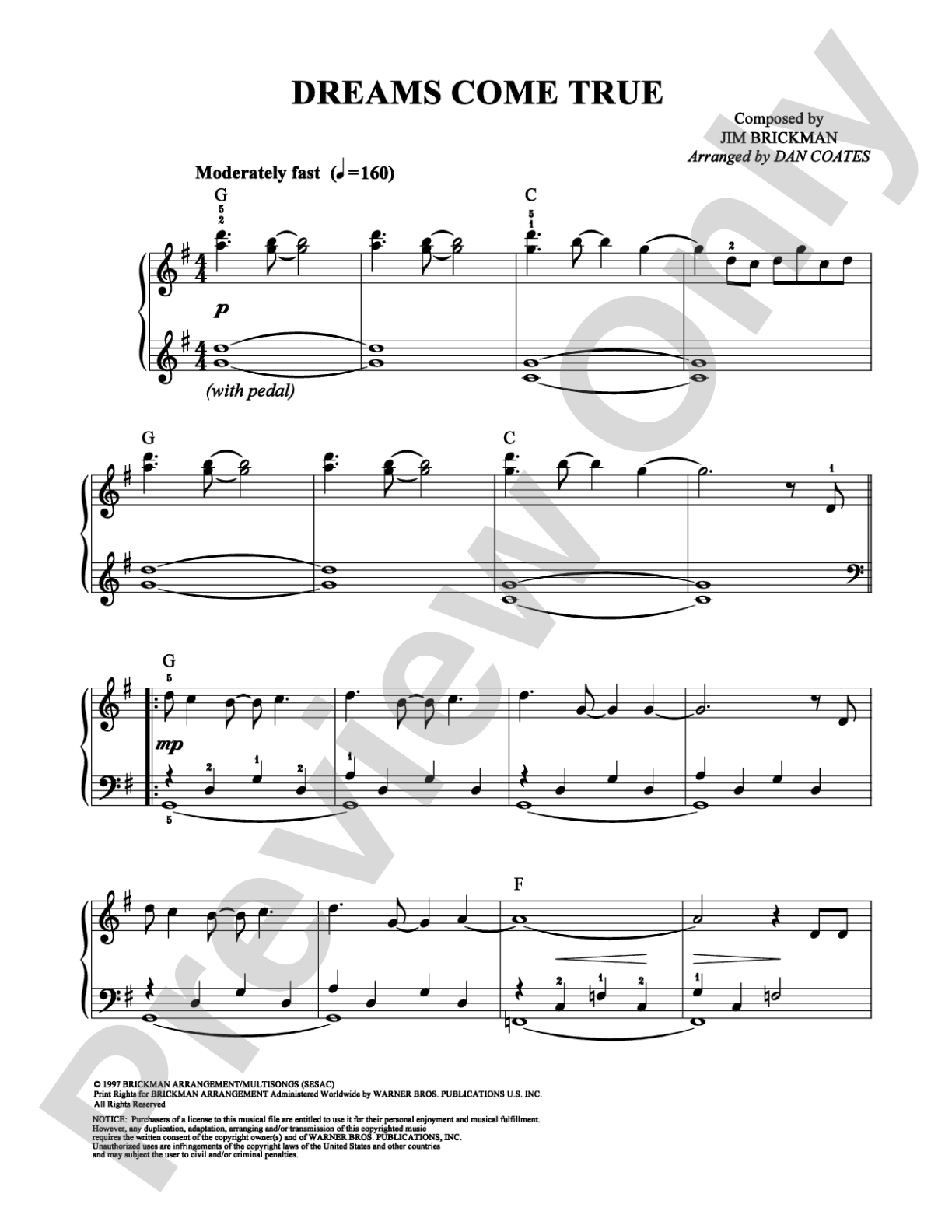 Dreams Come True: Easy Piano Digital Sheet Music