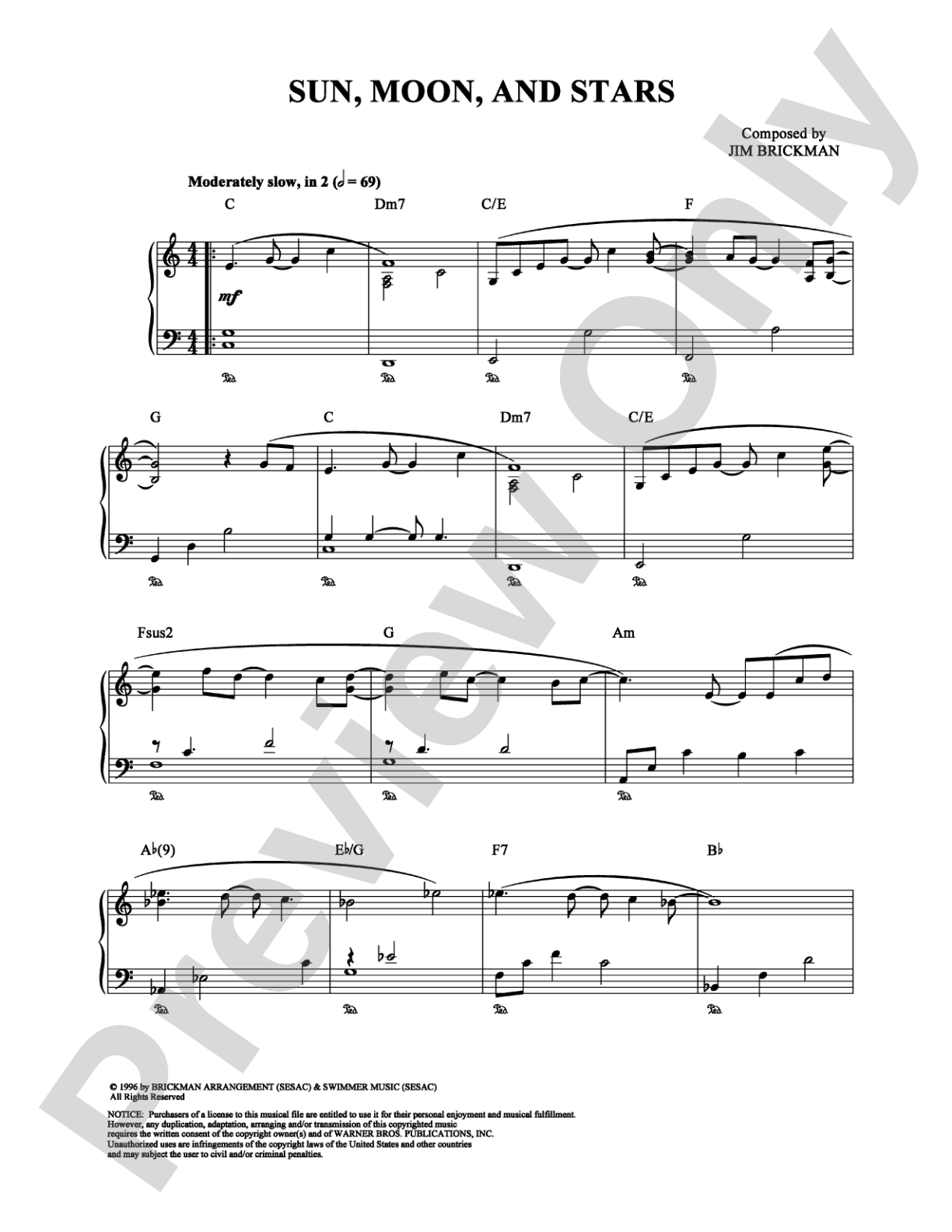 Sun, Moon, and Stars: Piano Digital Sheet Music
