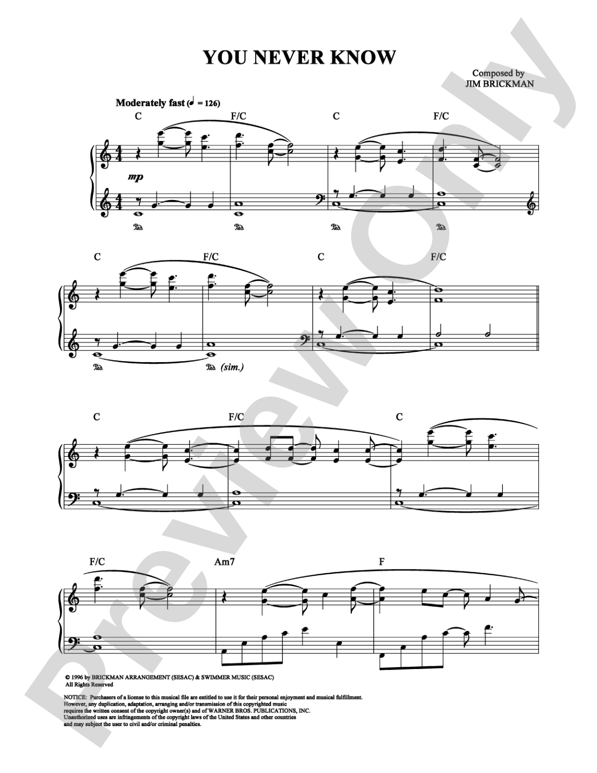 You Never Know: Piano Digital Sheet Music