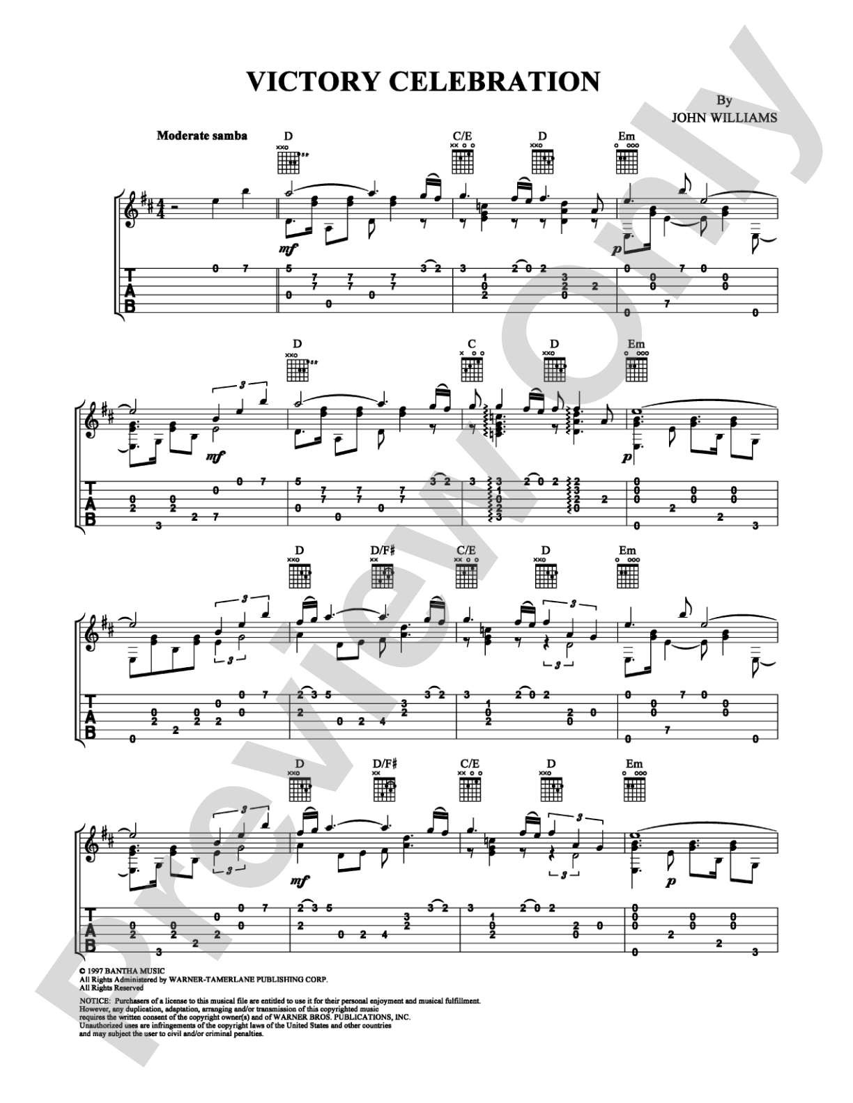 Victory Celebration: Guitar TAB Digital Sheet Music