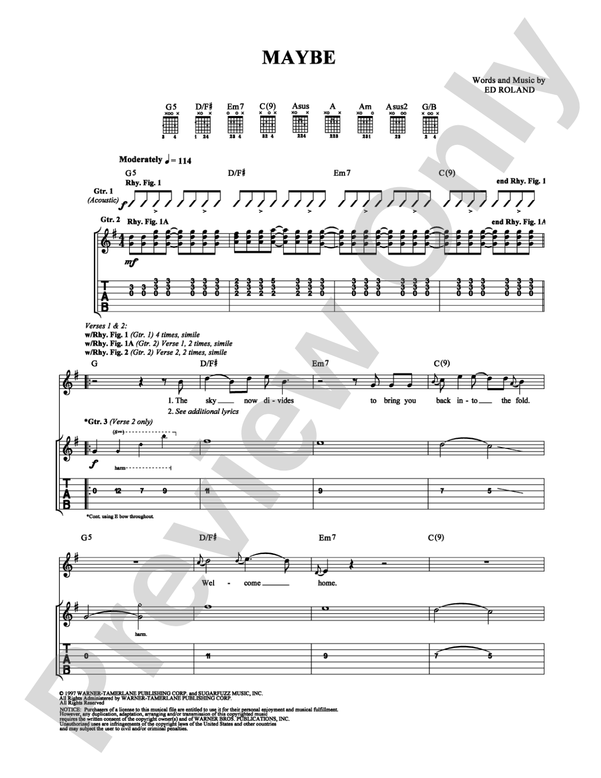 Maybe: Guitar TAB Digital Sheet Music