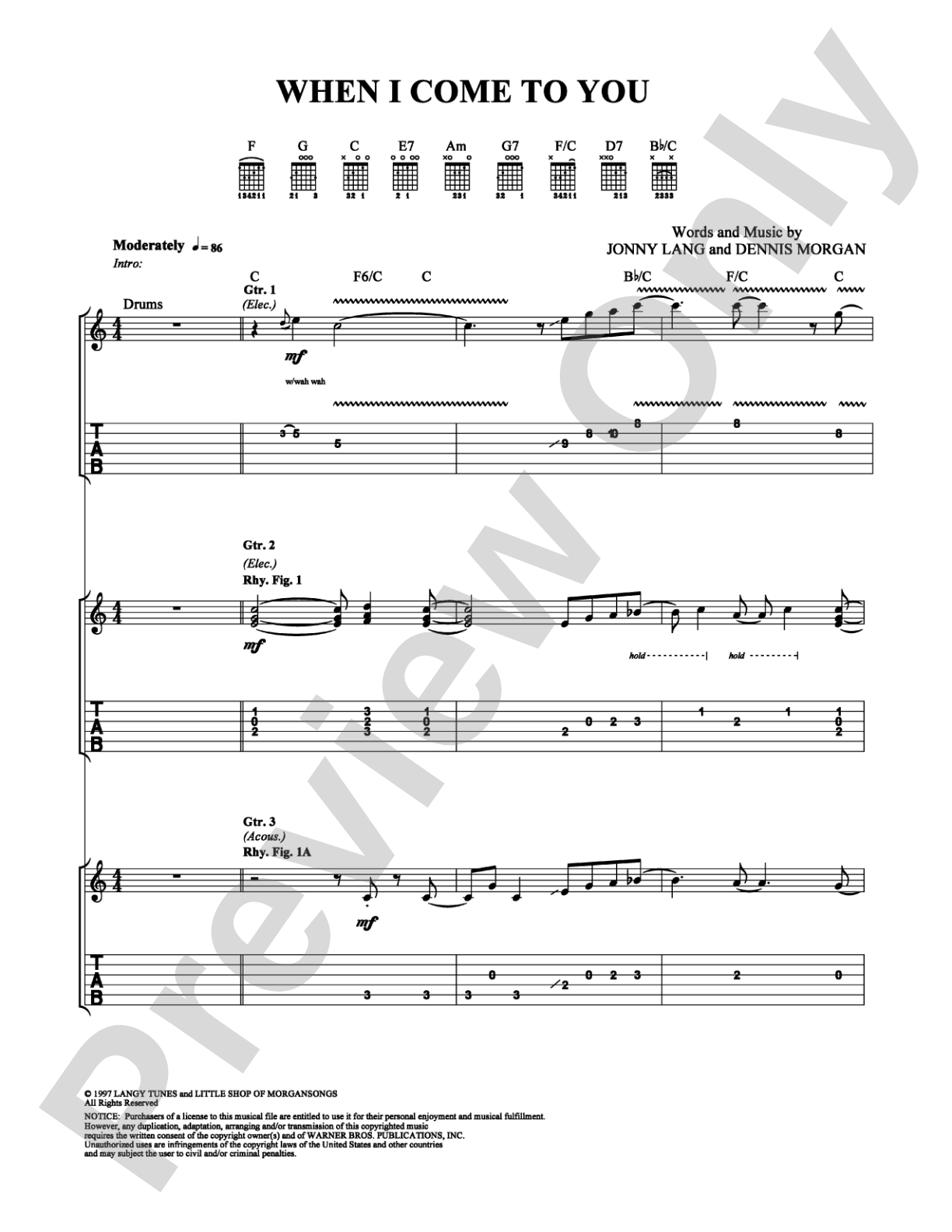 When I Come to You: Guitar TAB Digital Sheet Music