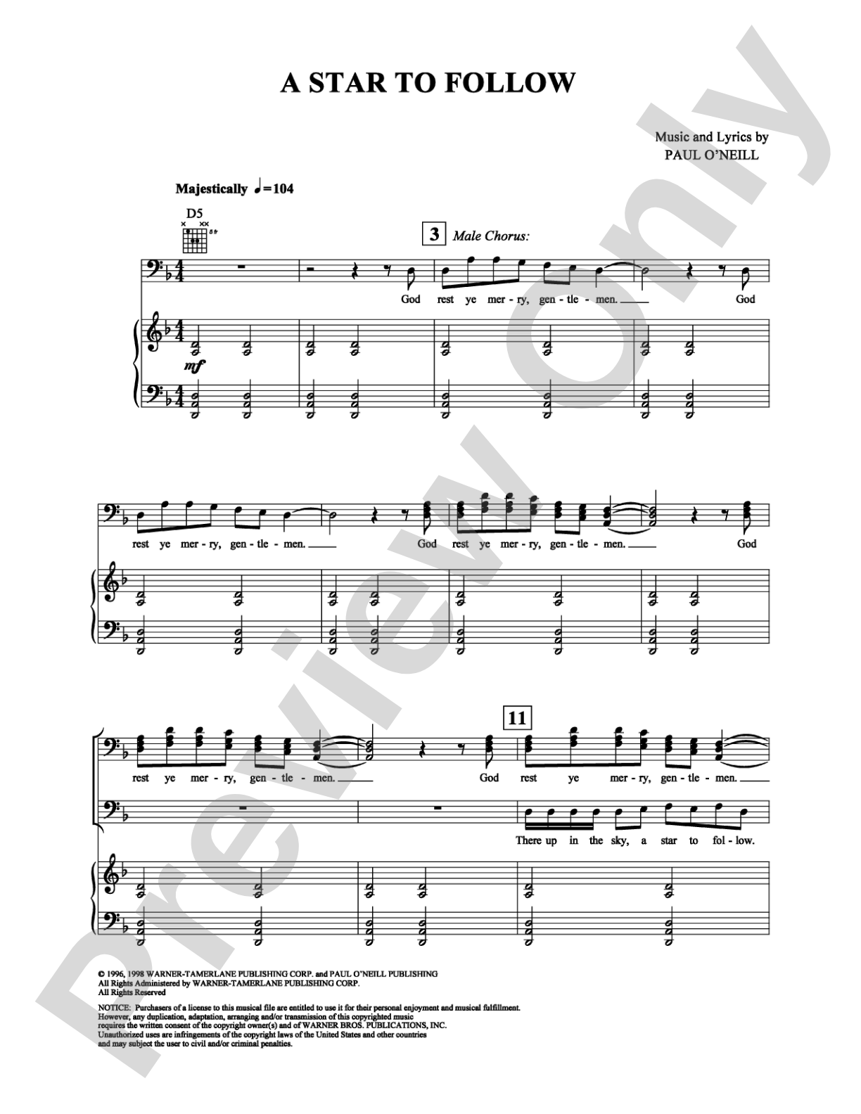 A Star To Follow: Piano/Vocal/Chords Digital Sheet Music