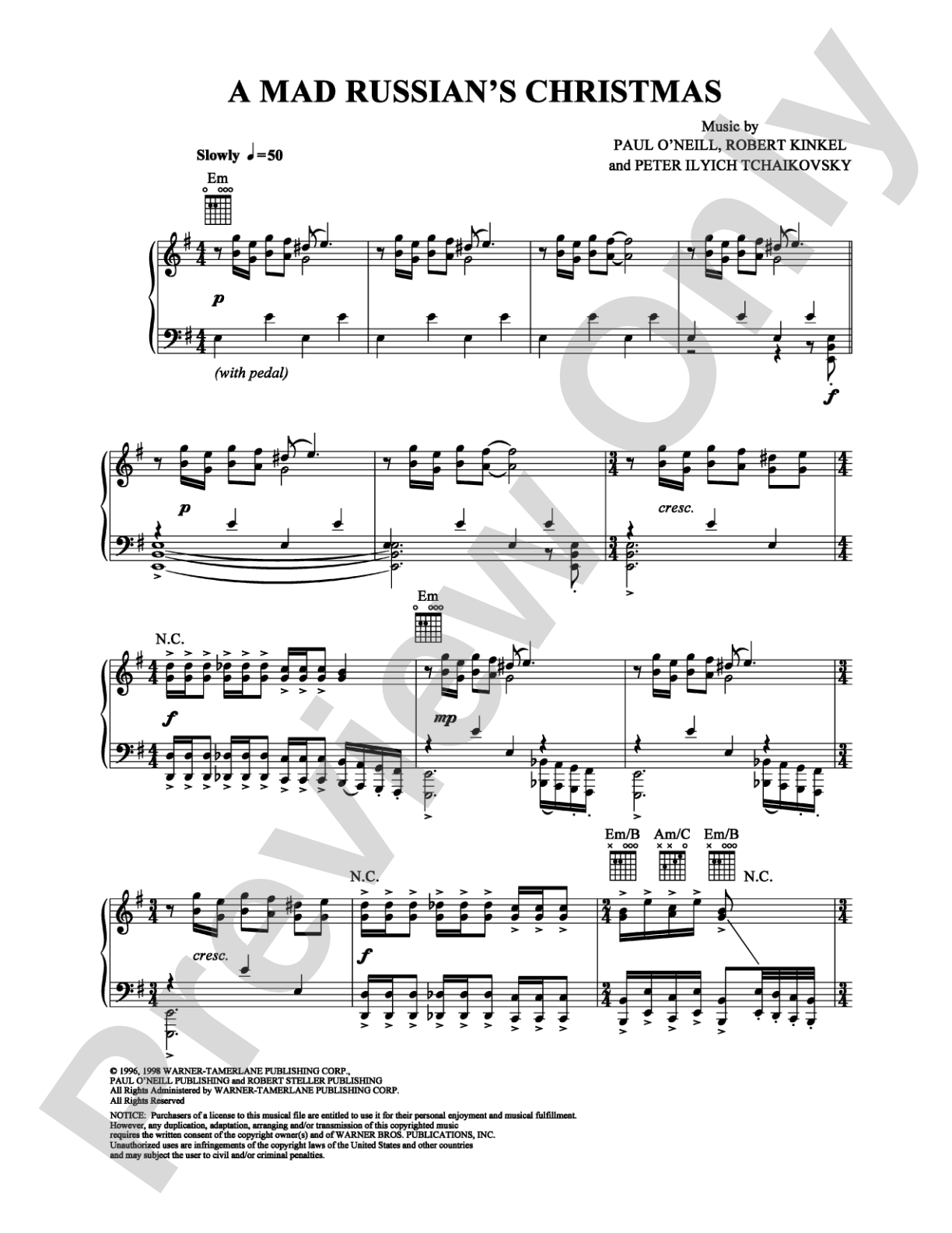 A Mad Russian's Christmas: Piano Digital Sheet Music