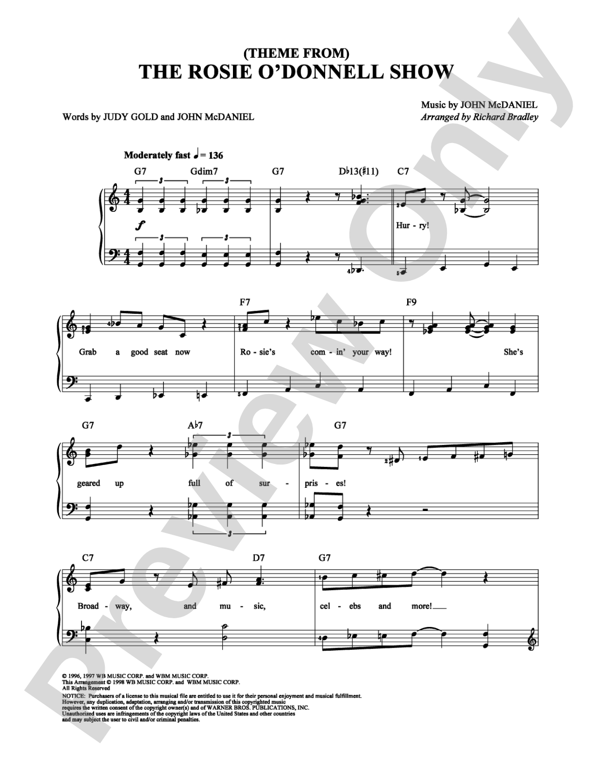 The Rosie O'Donnell Show: Easy Piano Digital Sheet Music