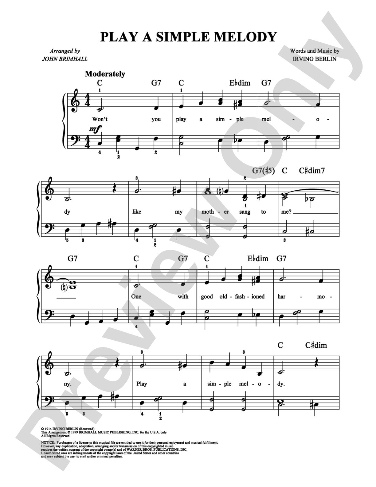 Play A Simple Melody: Easy Piano Digital Sheet Music