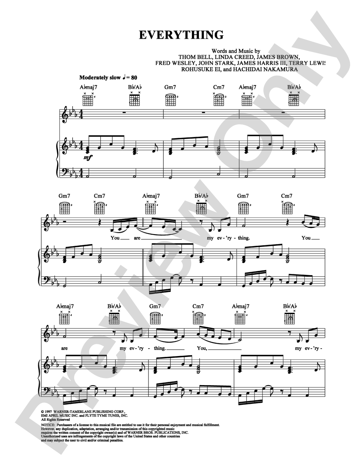 Everything: Piano/Vocal/Chords Digital Sheet Music