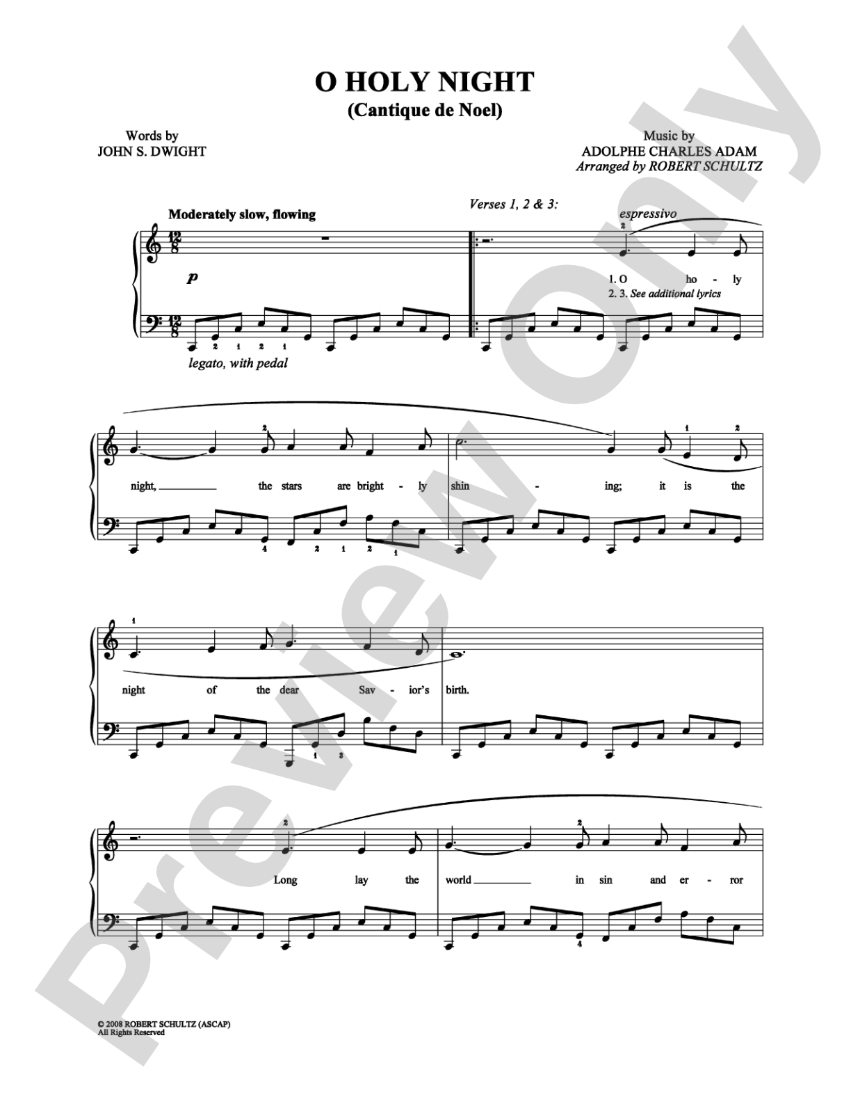O Holy Night: Piano/Vocal/Chords Digital Sheet Music