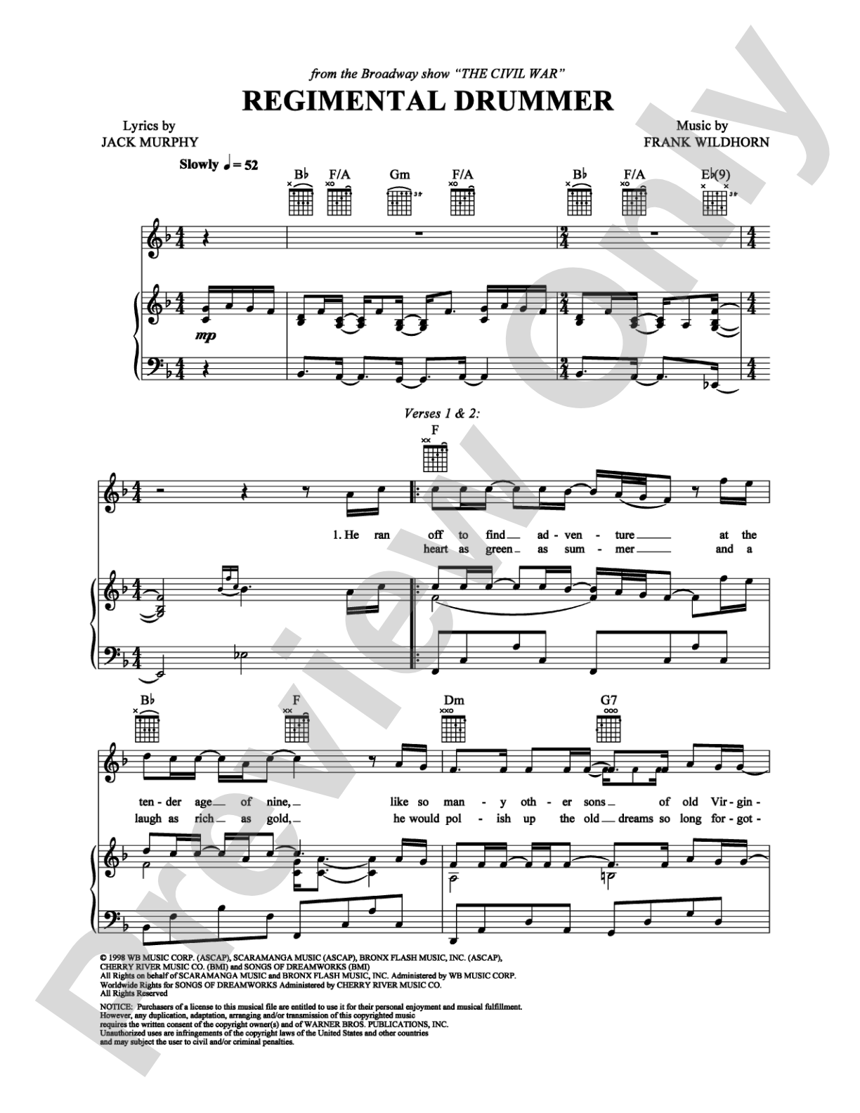 Regimental Drummer: Piano/Vocal/Chords Digital Sheet Music