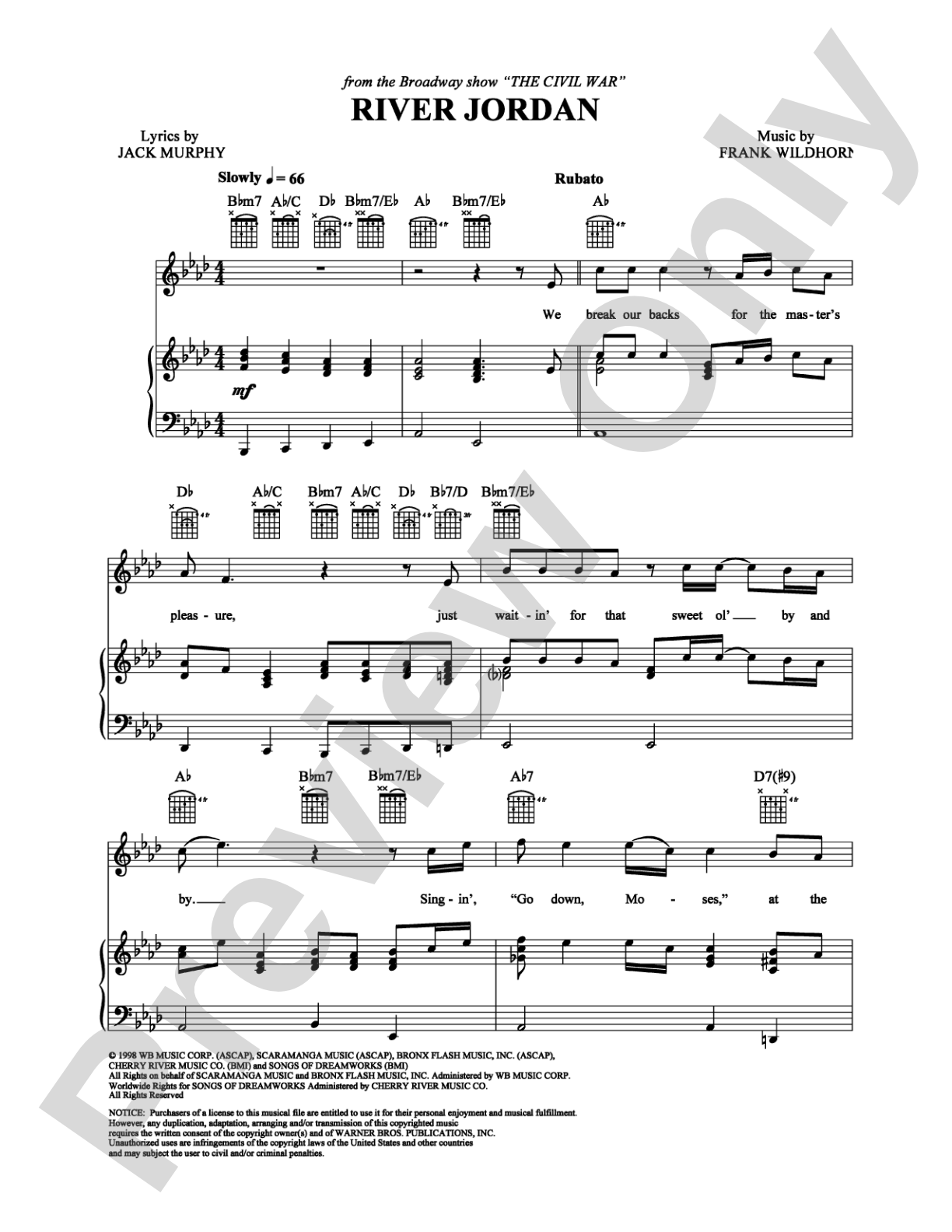 River Jordan: Piano/Vocal/Chords Digital Sheet Music