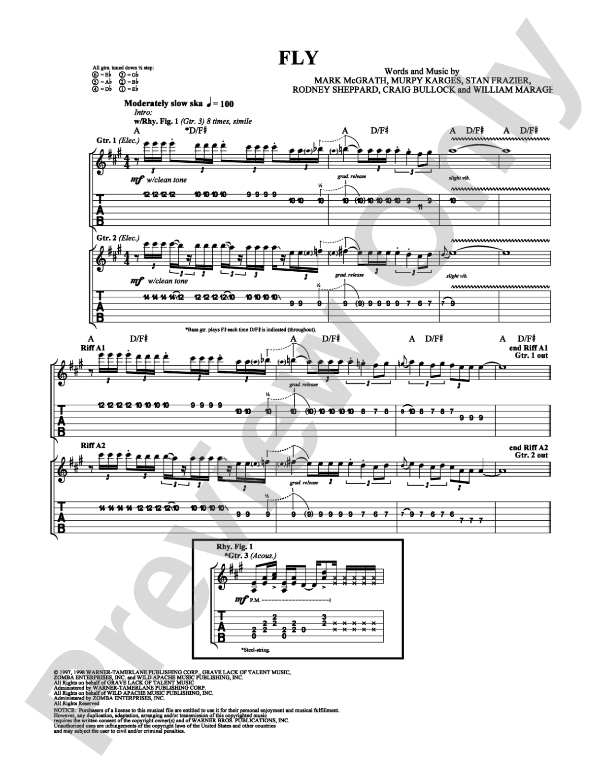 Fly: Guitar TAB Digital Sheet Music