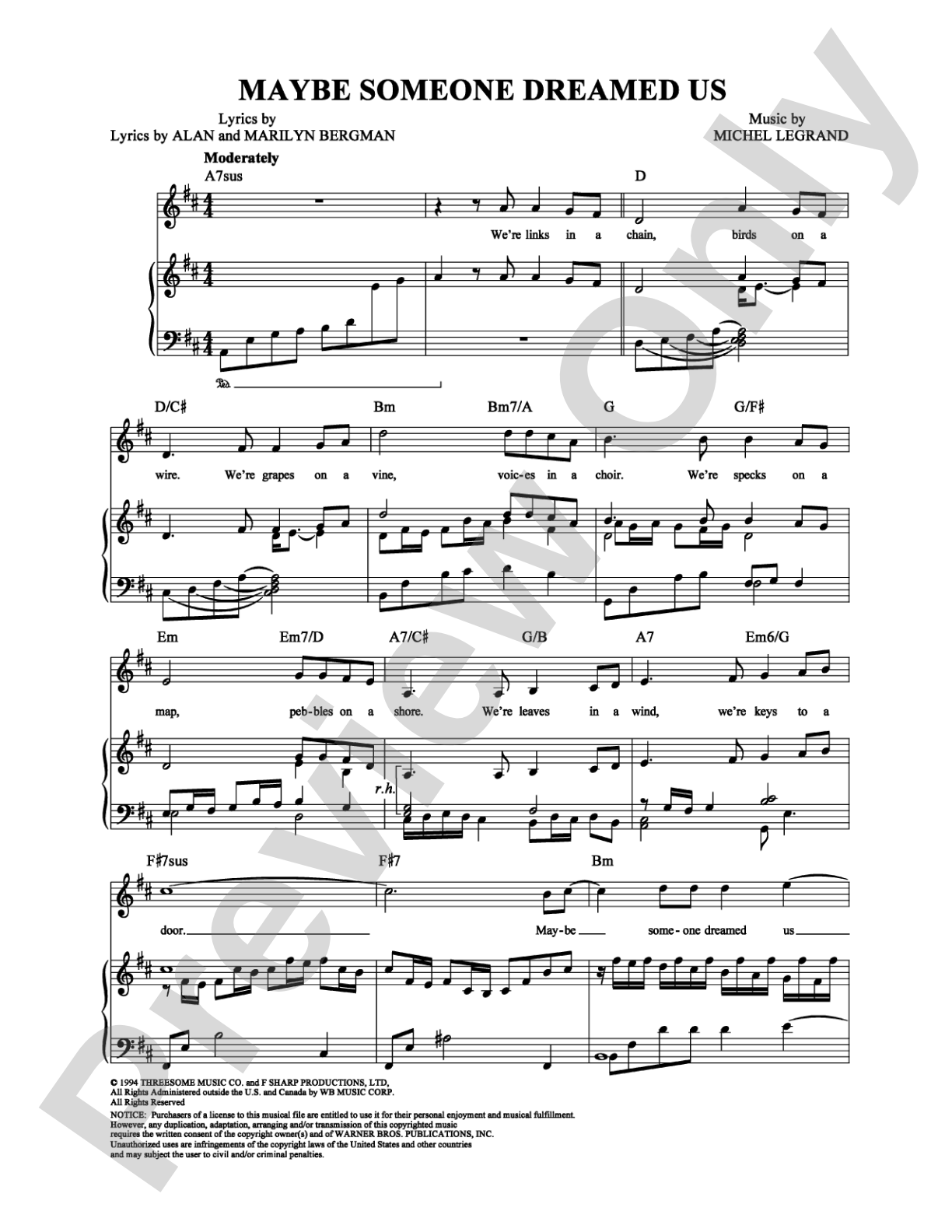 Maybe Someone Dreamed Us: Piano/Vocal/Chords Digital Sheet Music