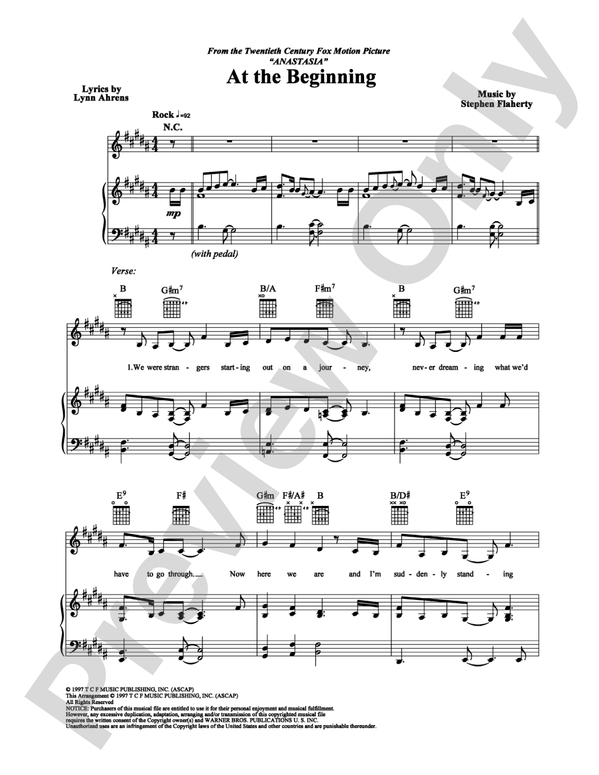 At The Beginning: Piano/Vocal/Chords Digital Sheet Music