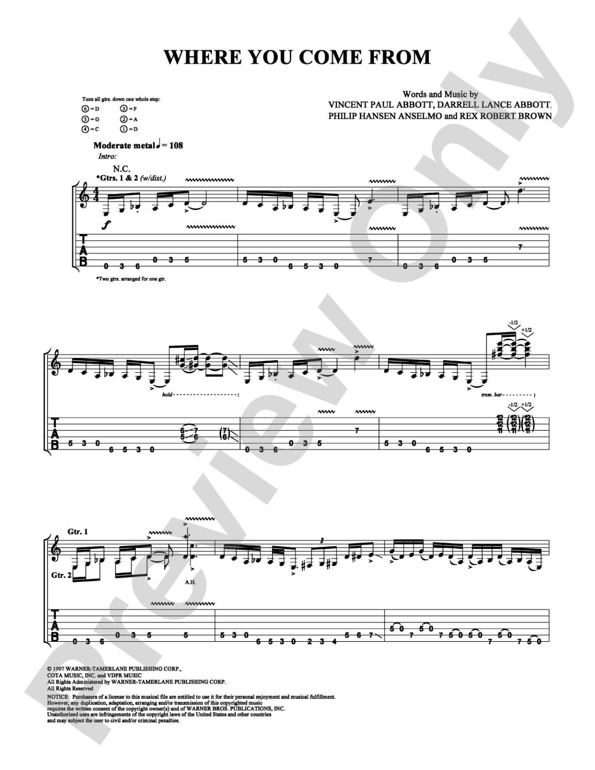 Where You Come From: Guitar TAB Digital Sheet Music
