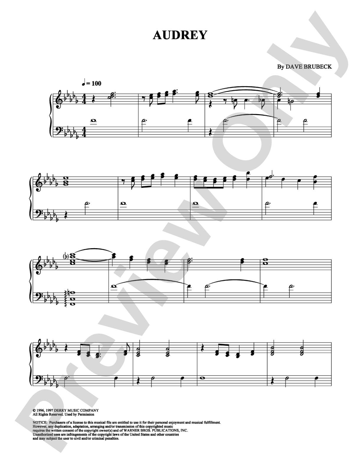 Audrey: Piano Digital Sheet Music