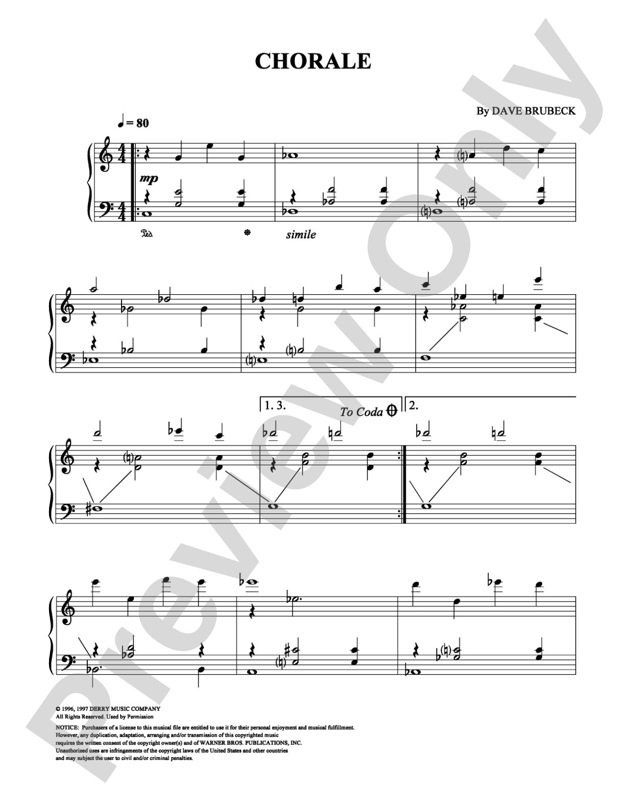 Chorale: Piano Digital Sheet Music
