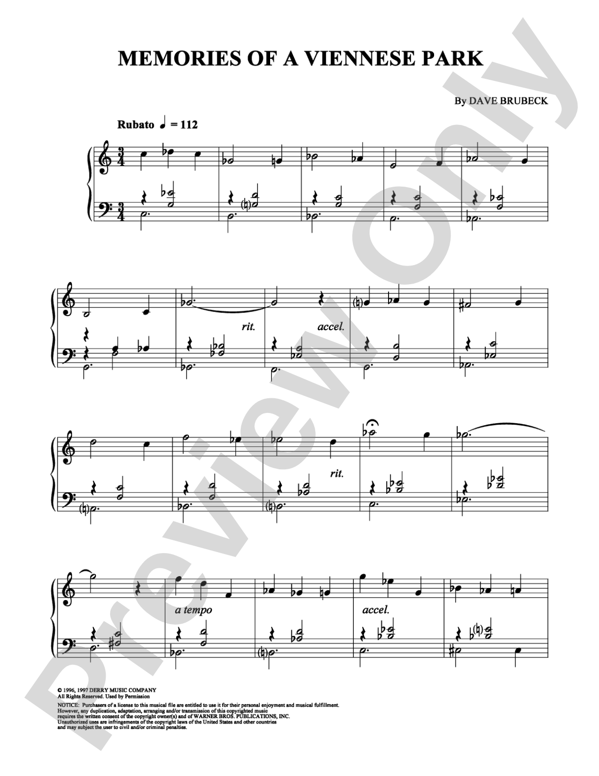 Memories of a Viennese Park: Piano Digital Sheet Music