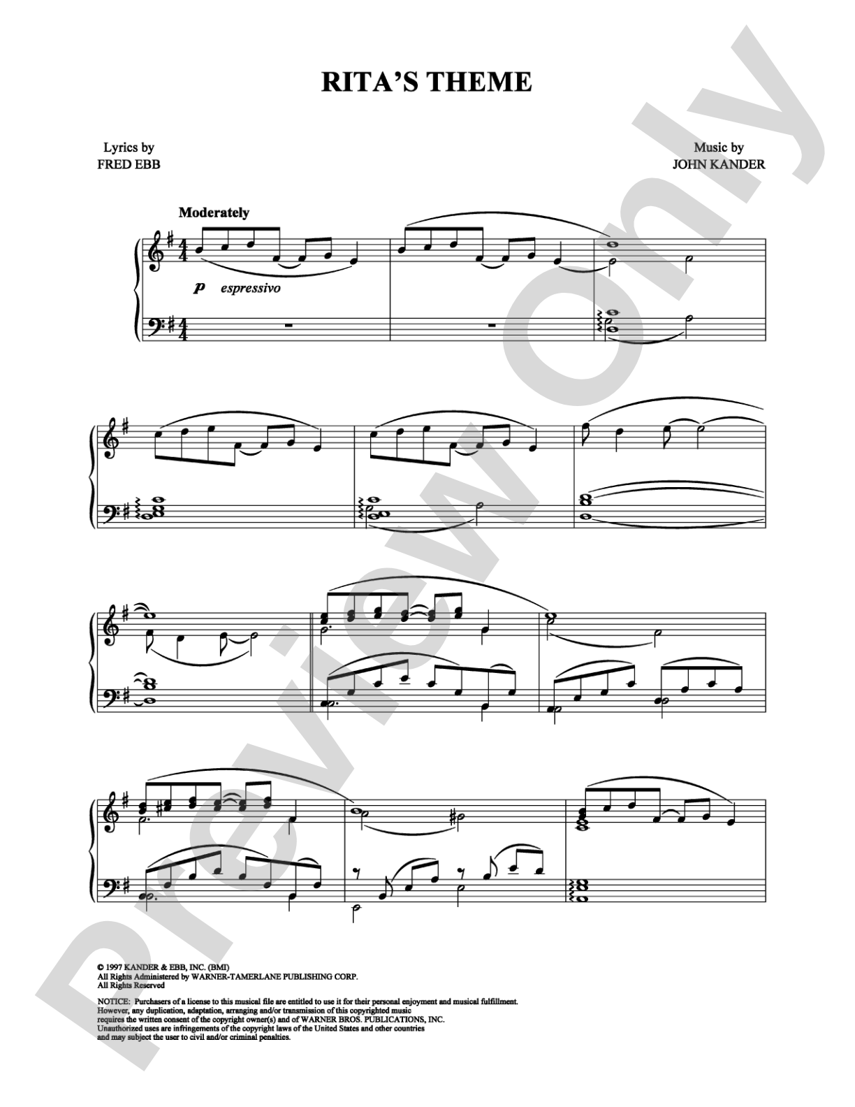 Rita's Theme: Piano Digital Sheet Music