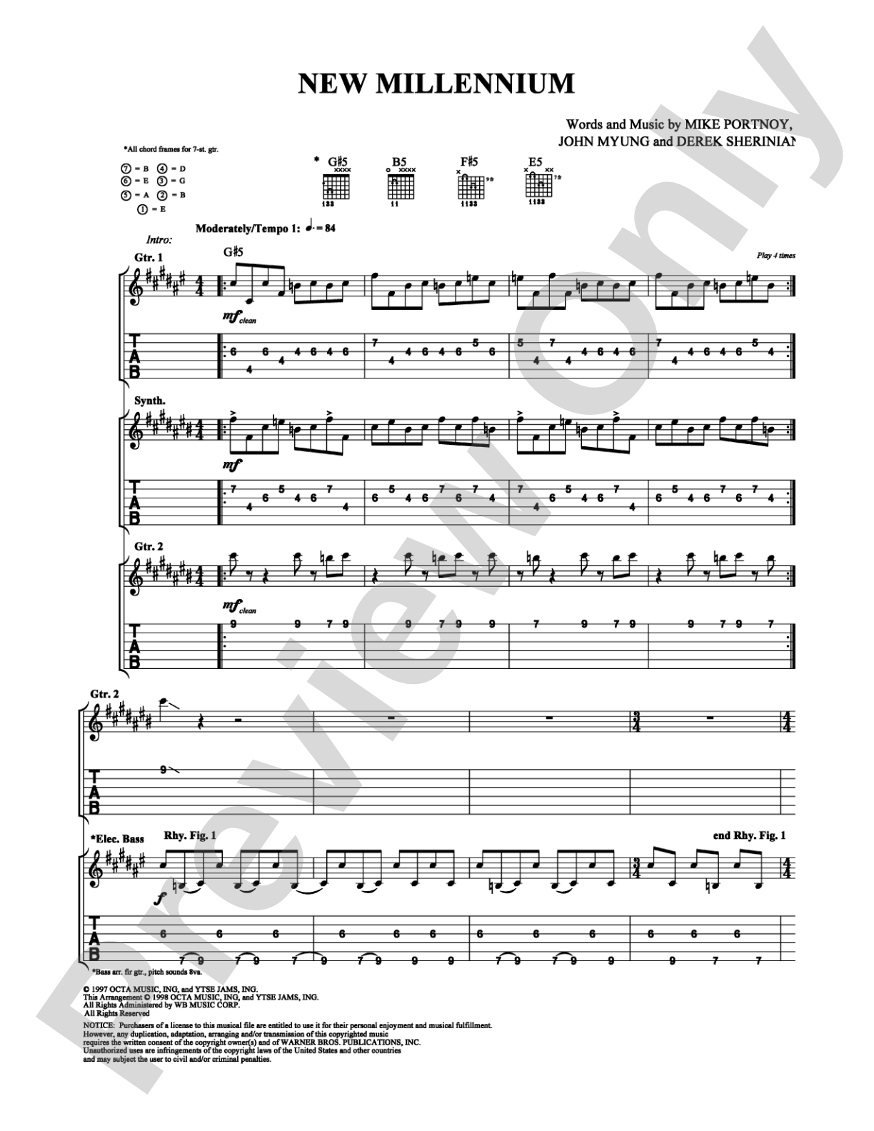 New Millennium: Guitar TAB Digital Sheet Music
