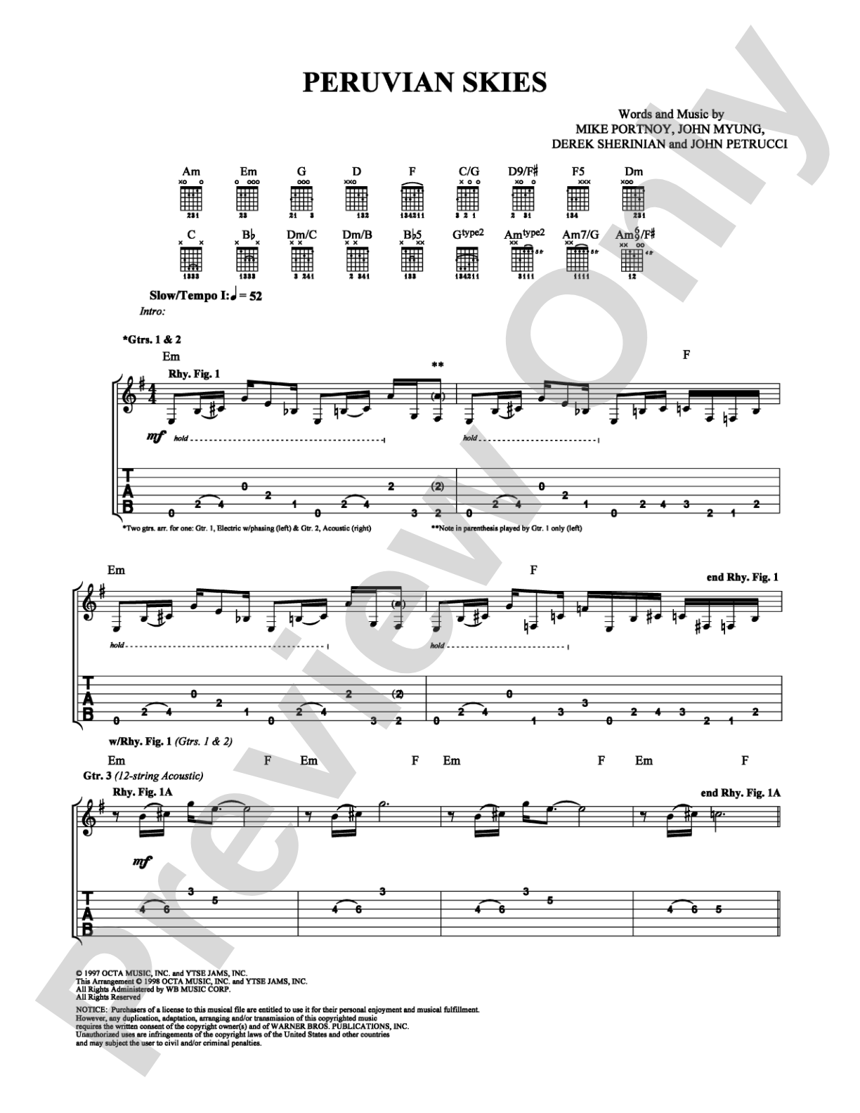 Peruvian Skies: Guitar TAB Digital Sheet Music