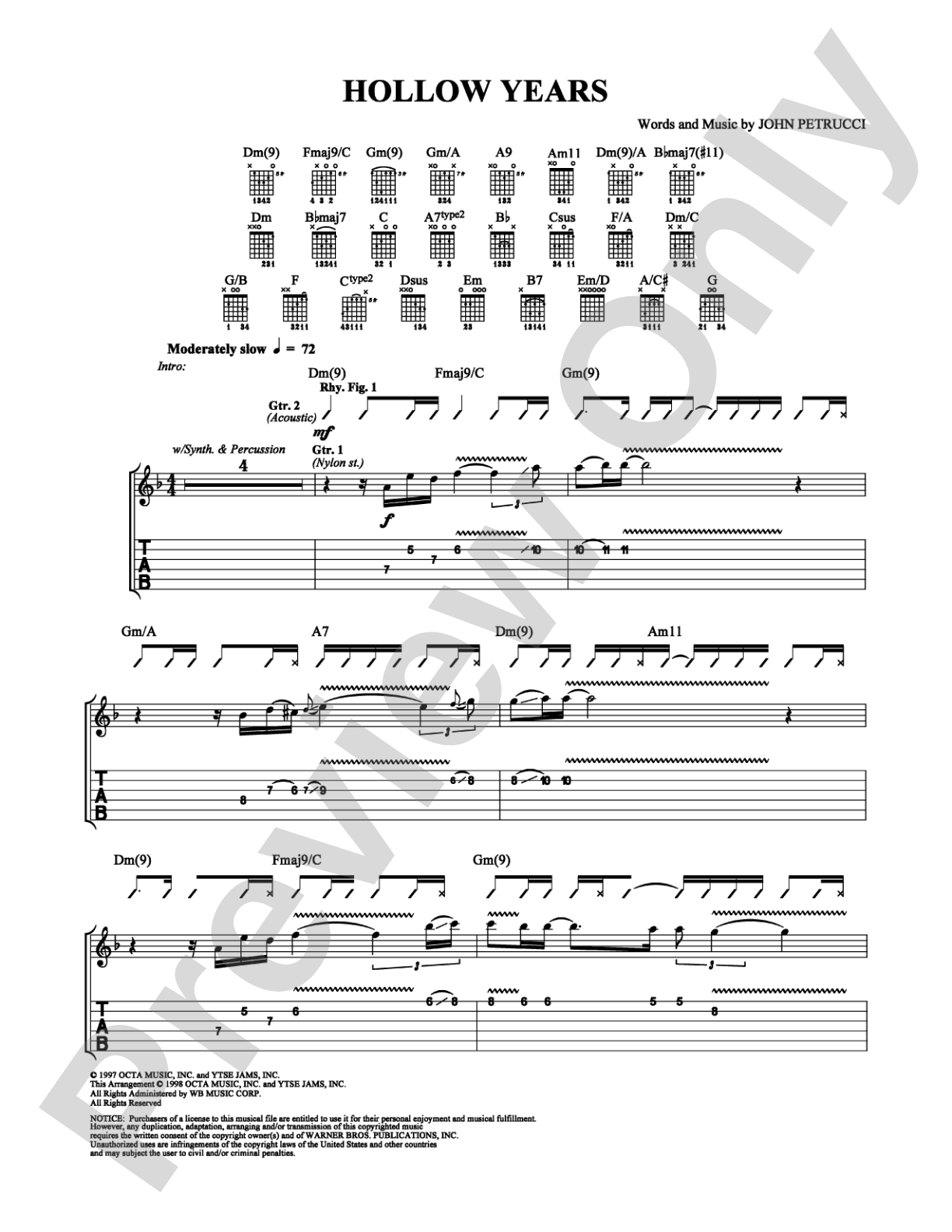Hollow Years: Guitar TAB Digital Sheet Music