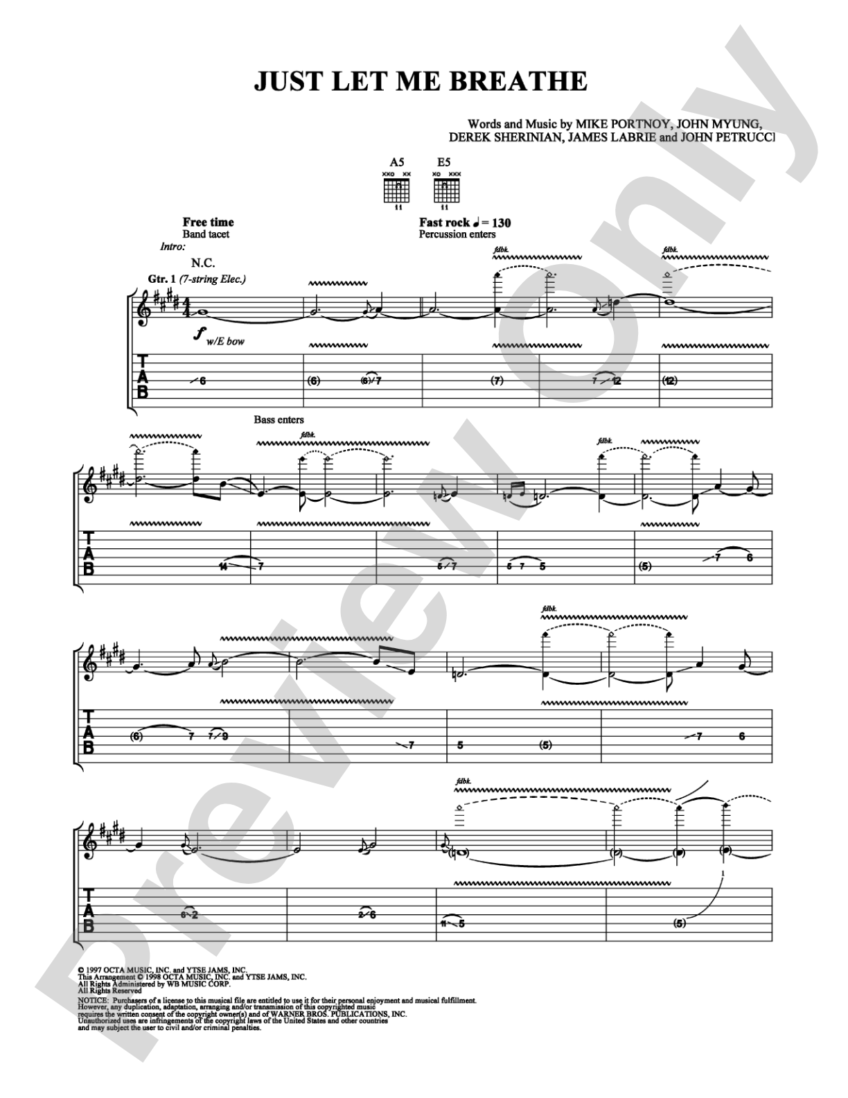 Just Let Me Breathe: Guitar TAB Digital Sheet Music