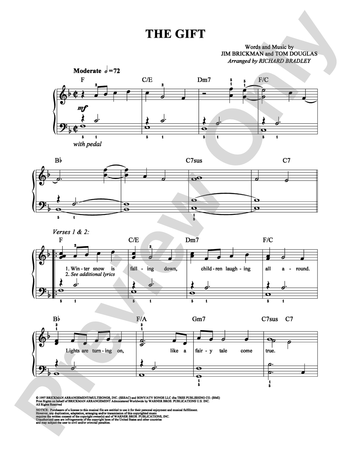 The Gift: Easy Piano Digital Sheet Music