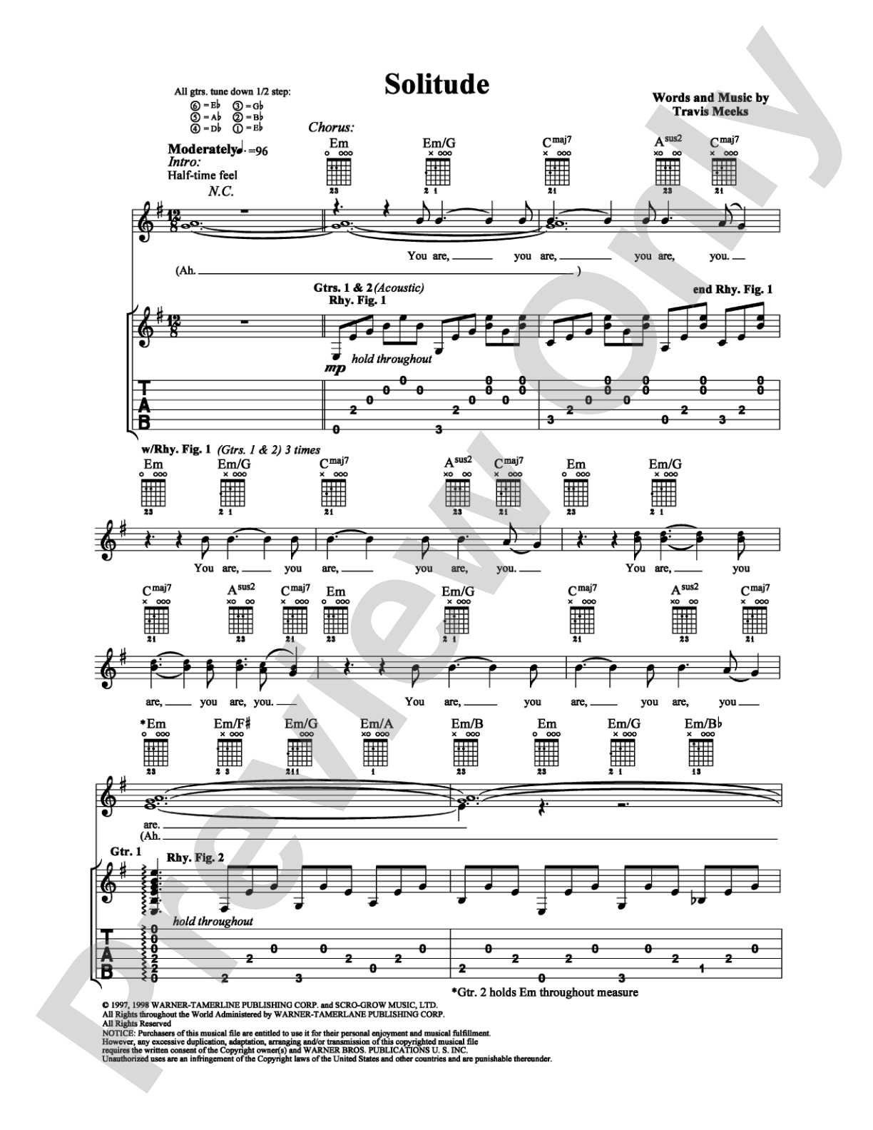 Solitude: Guitar TAB Digital Sheet Music