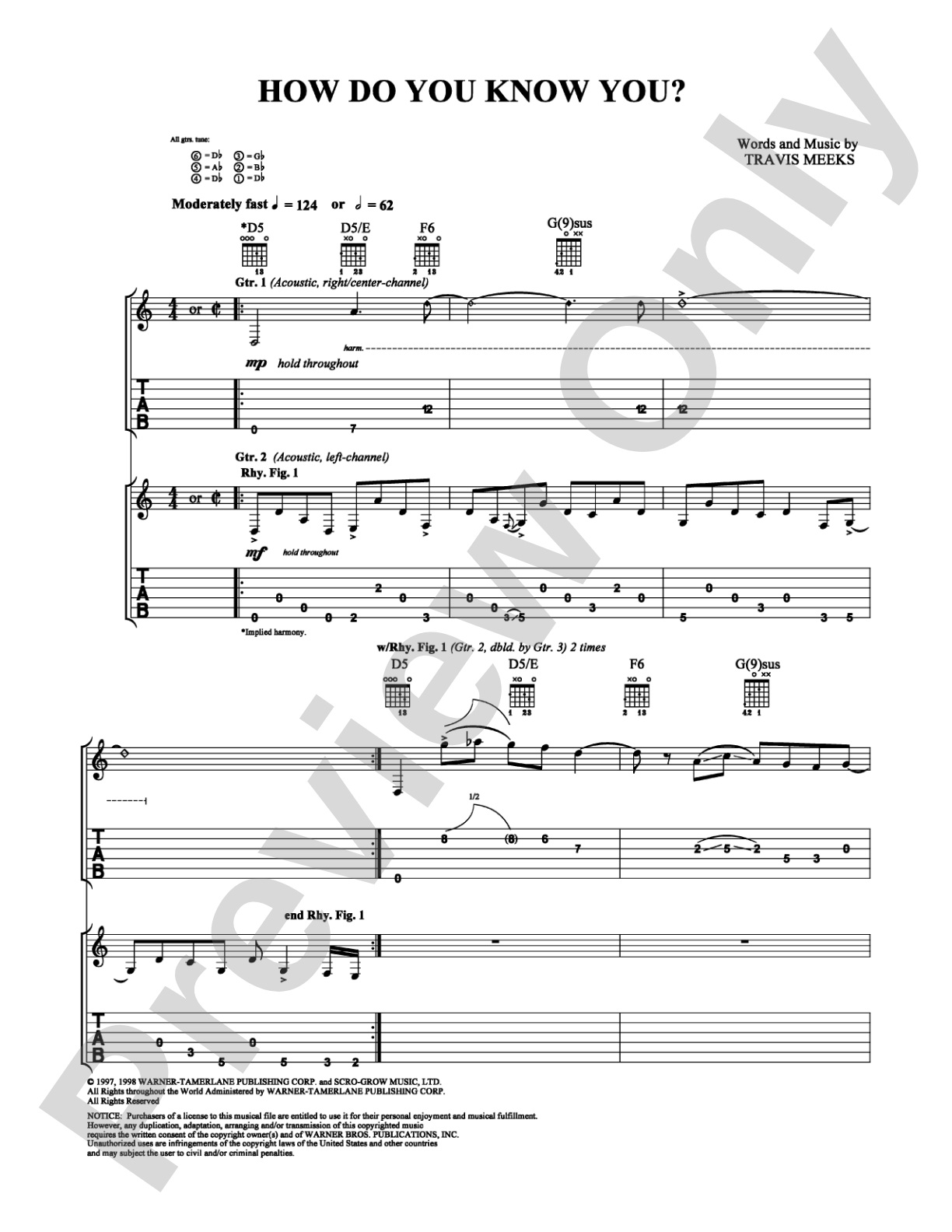 How Do You Know You?: Guitar TAB Digital Sheet Music