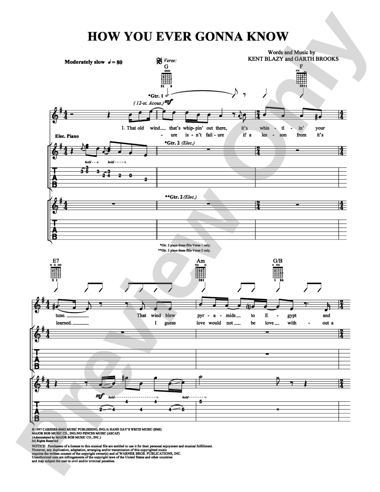 How You Ever Gonna Know: Guitar TAB Digital Sheet Music