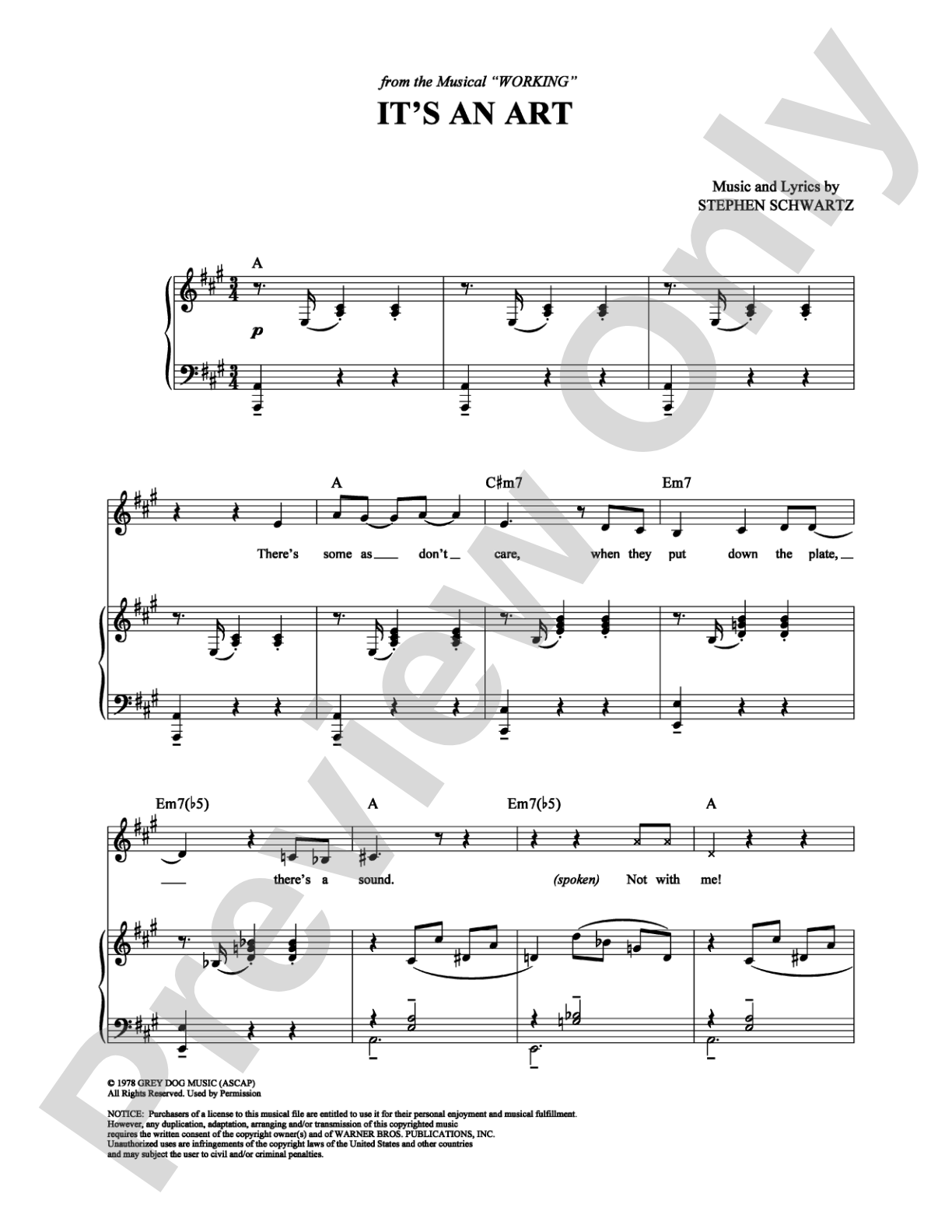 It's an Art: Piano/Vocal/Chords Digital Sheet Music