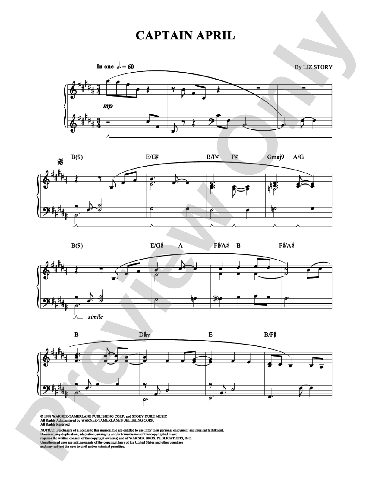 Captain April: Piano Digital Sheet Music