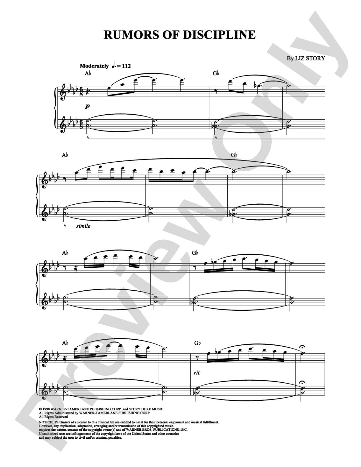 Rumors of Discipline: Piano Digital Sheet Music