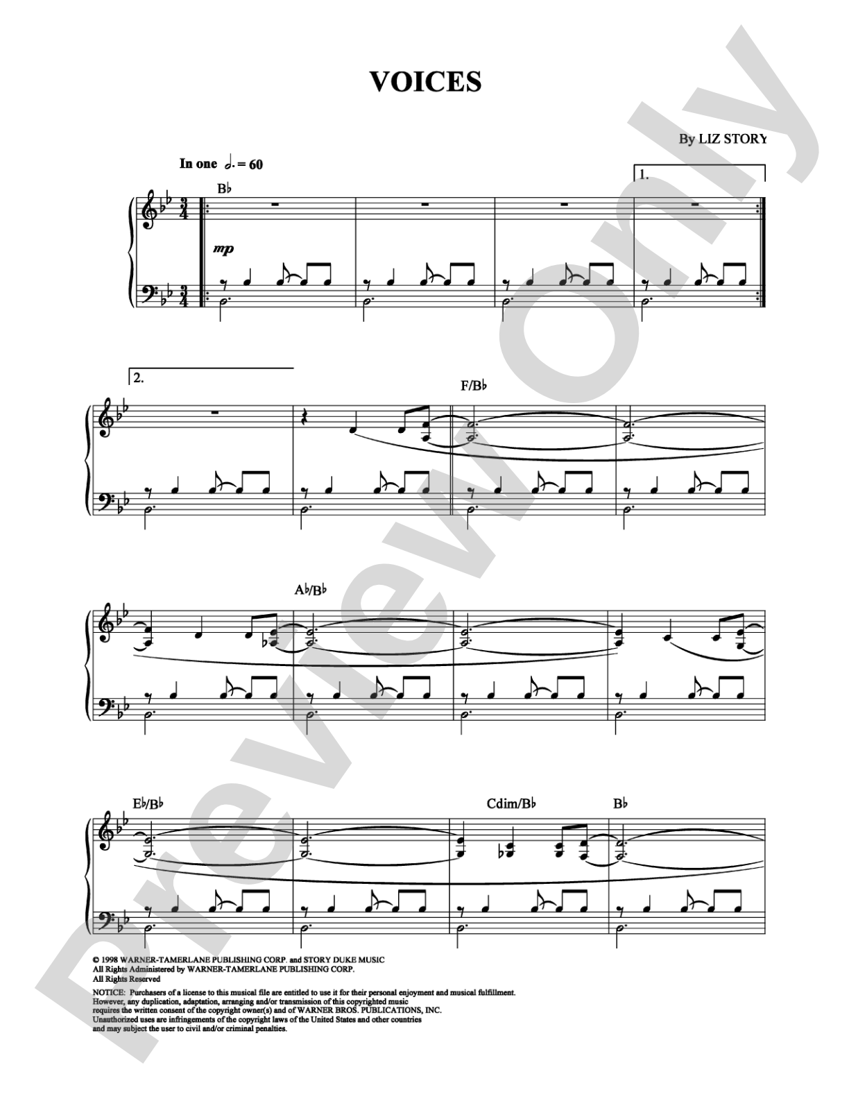Voices: Piano Digital Sheet Music