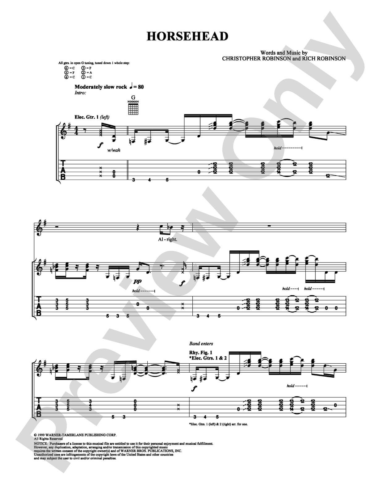 Horsehead: Guitar TAB Digital Sheet Music