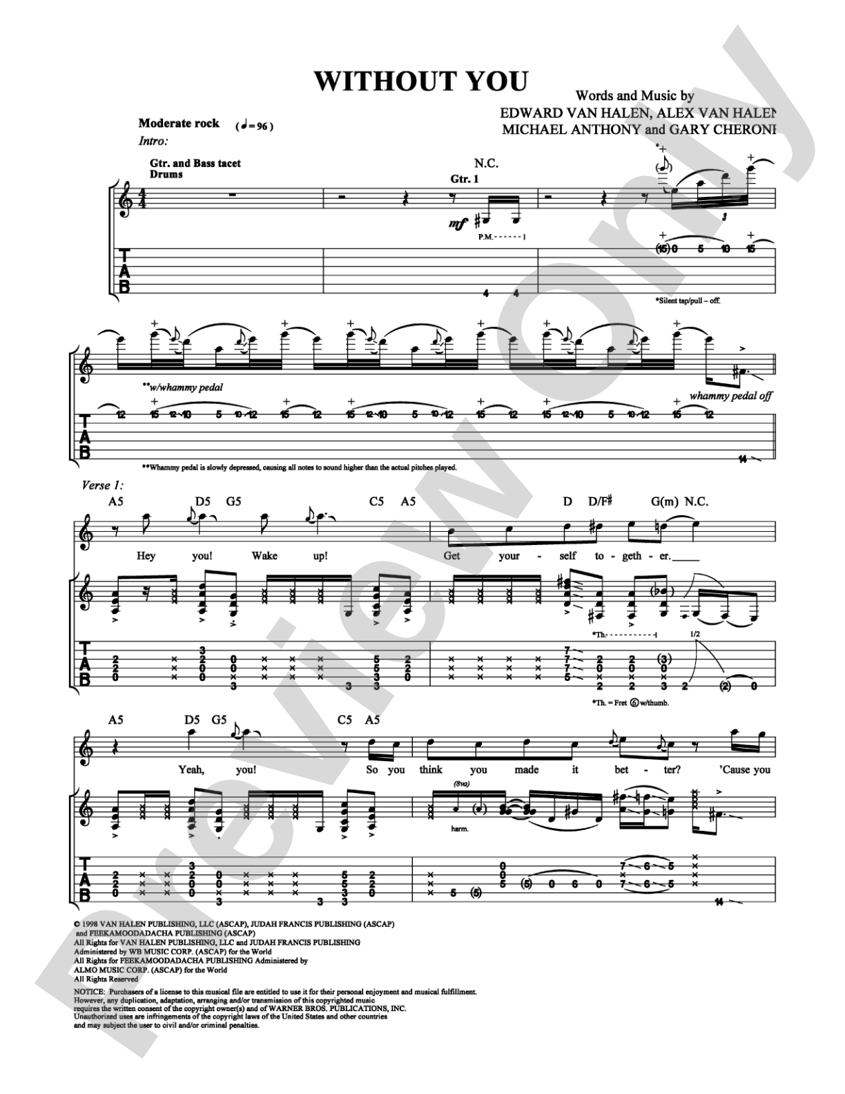 Without You: Guitar TAB Digital Sheet Music