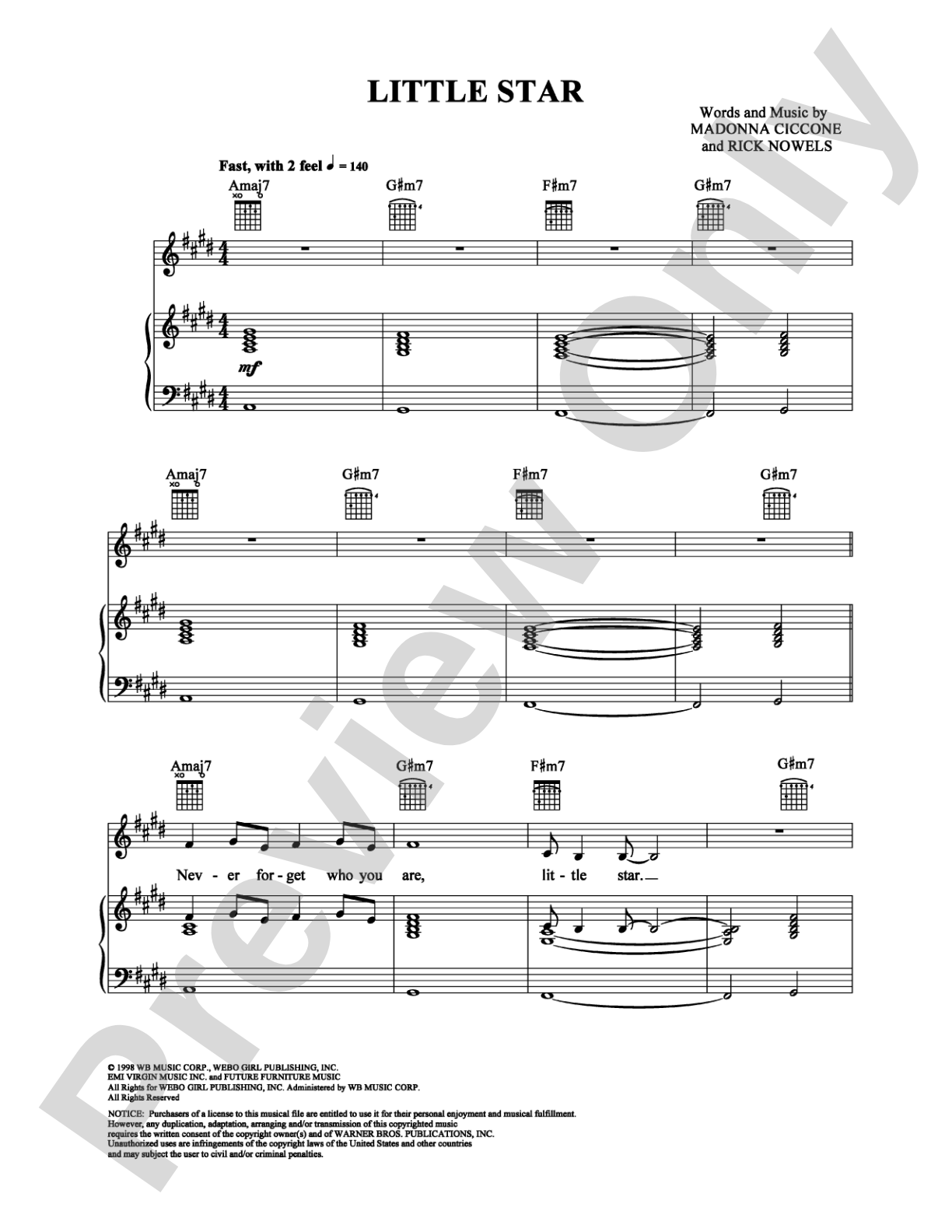 Little Star: Piano/Vocal/Chords Digital Sheet Music