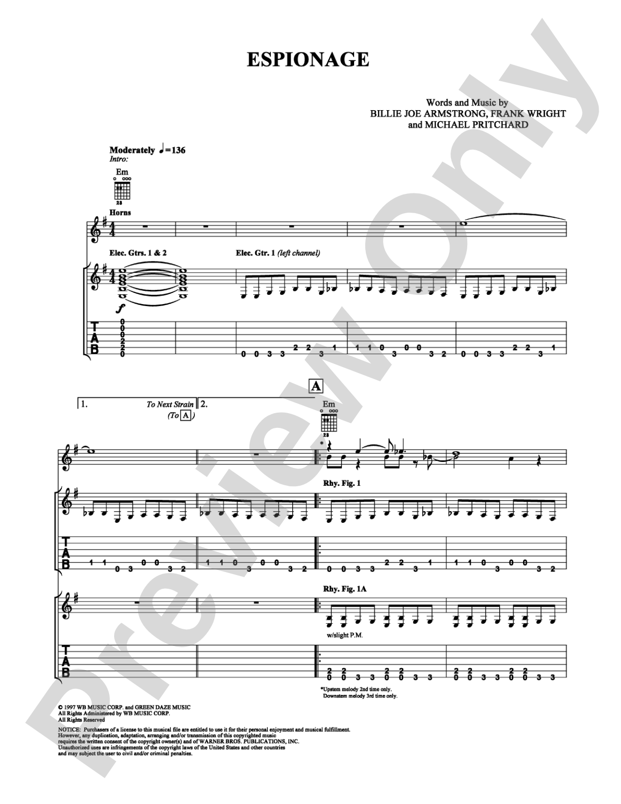 Espionage: Guitar TAB Digital Sheet Music