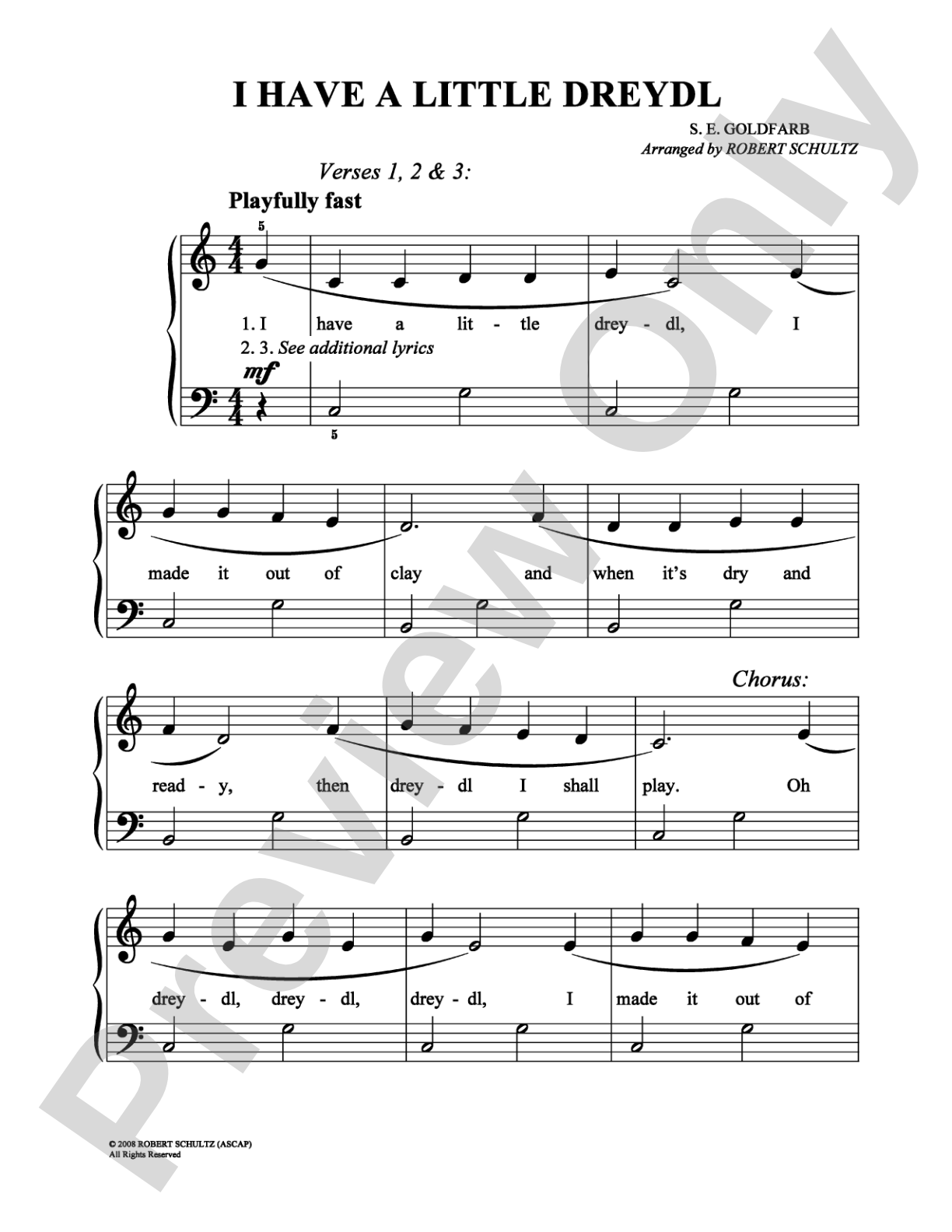 I Have a Little Dreydl: Easy Piano Digital Sheet Music