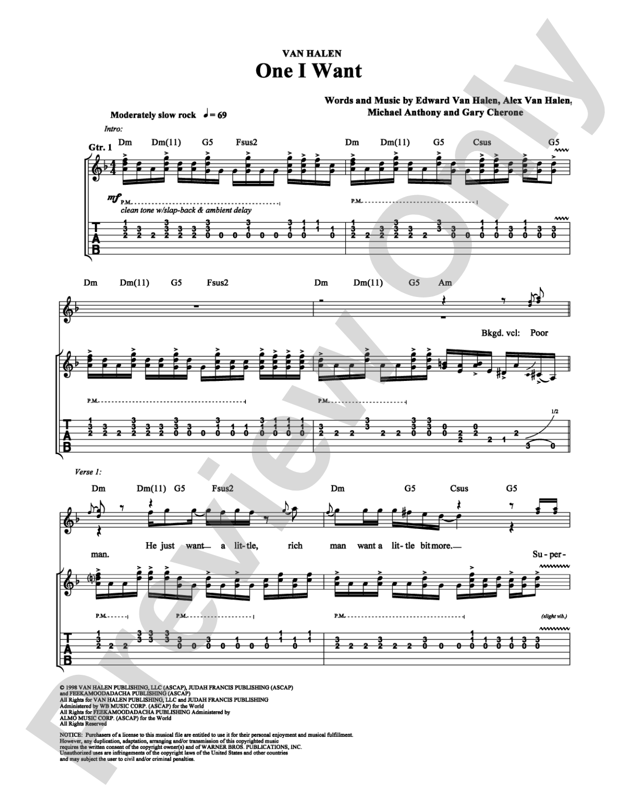 One I Want: Guitar TAB Digital Sheet Music