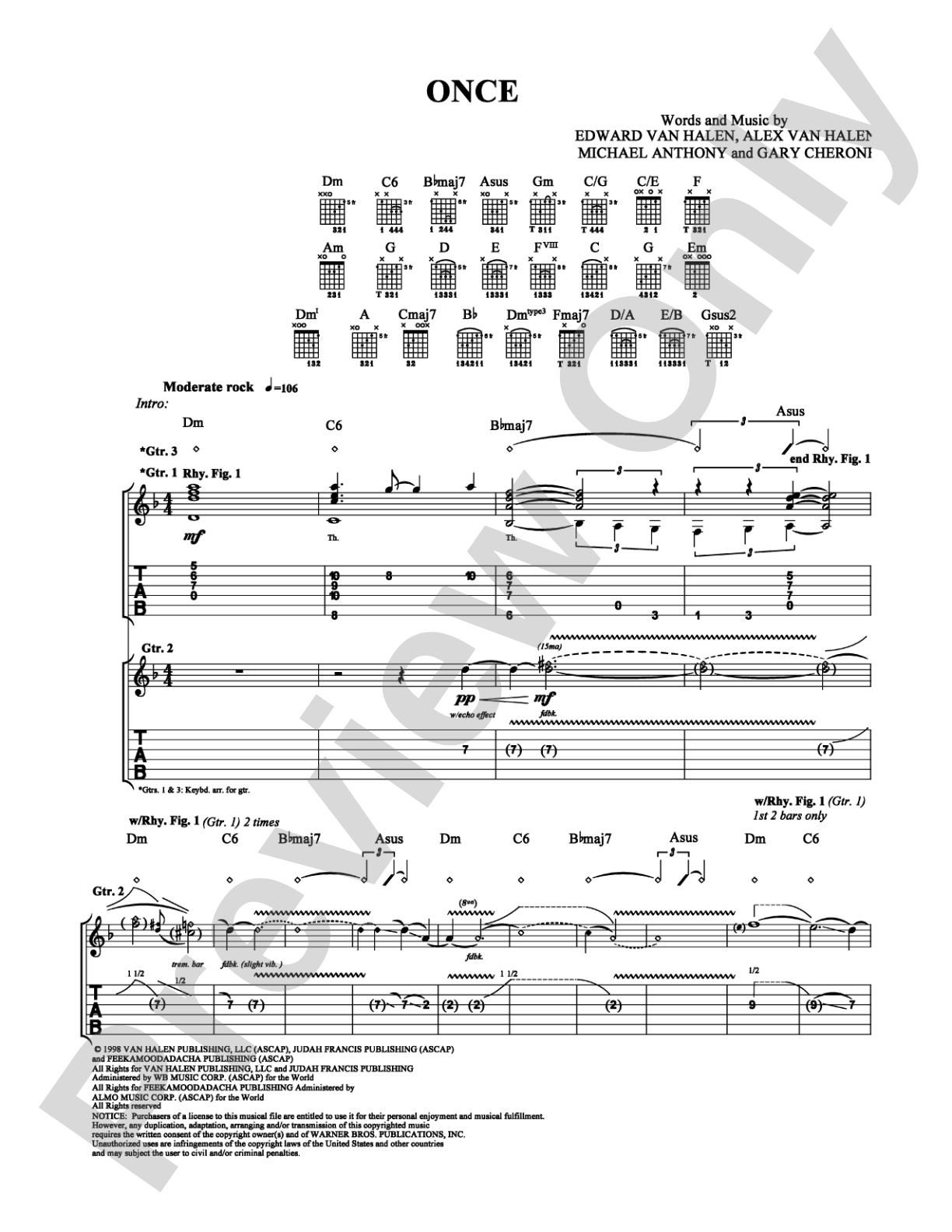 Once: Guitar TAB Digital Sheet Music