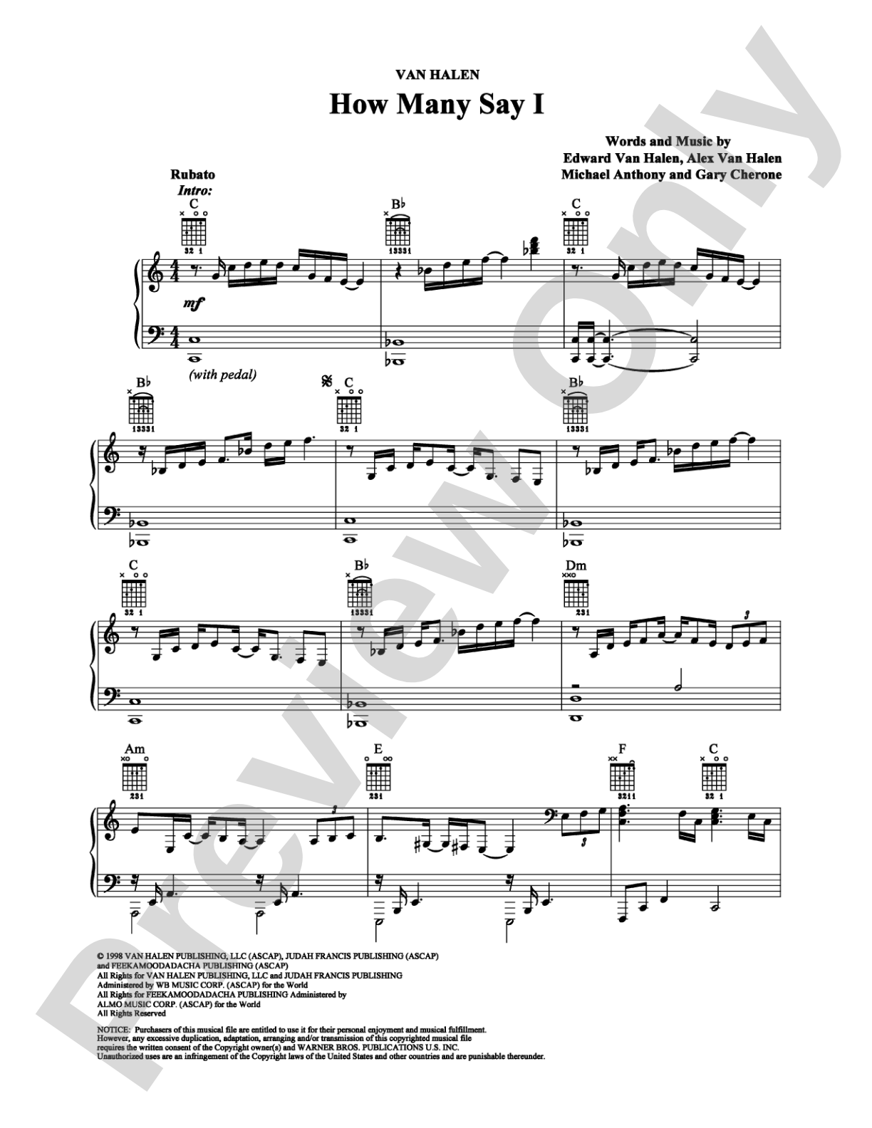 How Many Say I: Guitar TAB Digital Sheet Music
