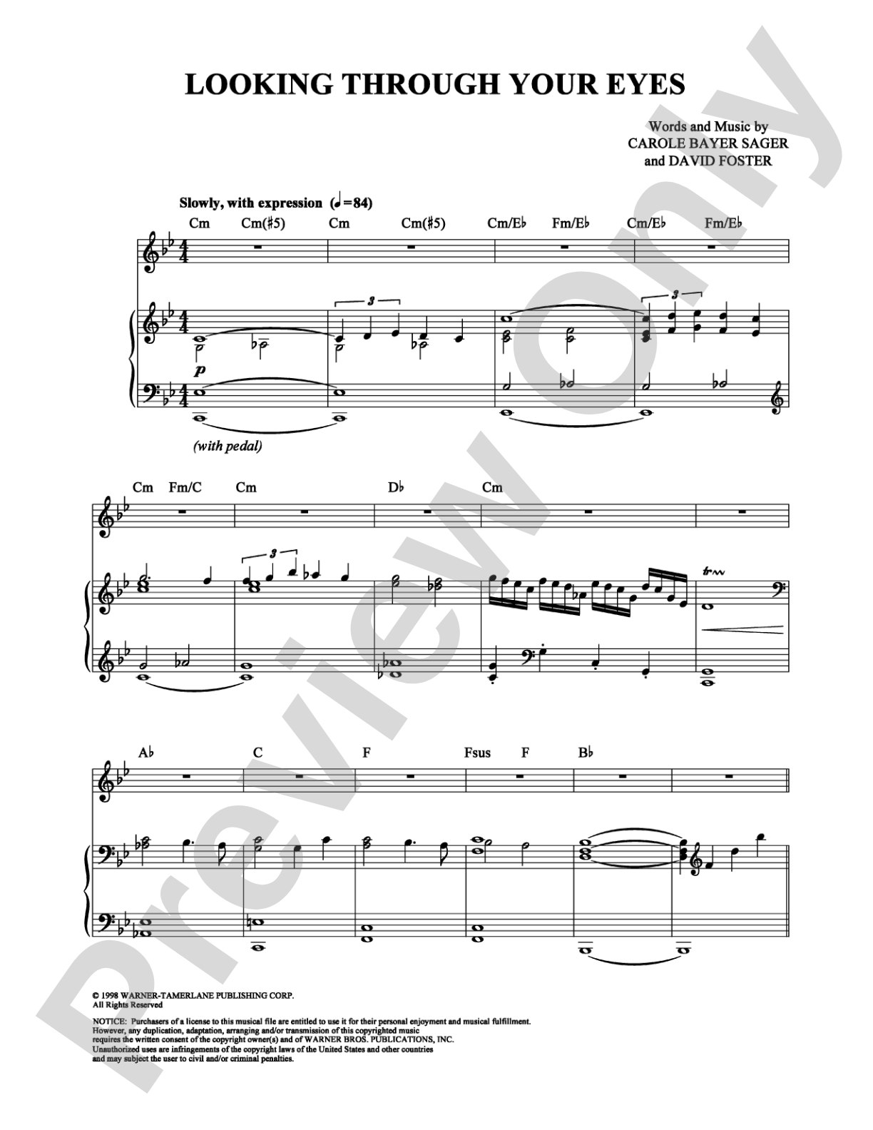 Looking Through Your Eyes: Piano/Vocal/Chords Digital Sheet Music