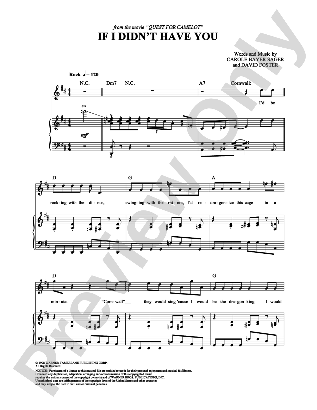 If I Didn't Have You: Piano/Vocal/Chords Digital Sheet Music