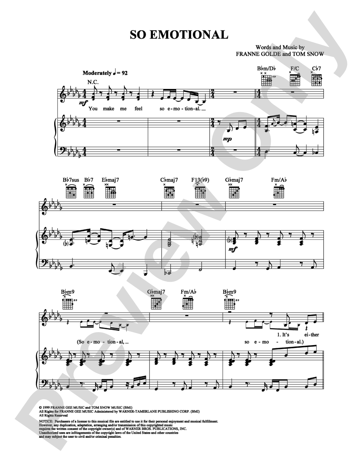 So Emotional: Piano/Vocal/Chords Digital Sheet Music