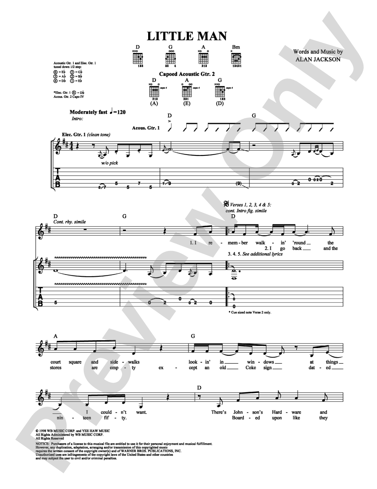 Little Man: Guitar TAB Digital Sheet Music