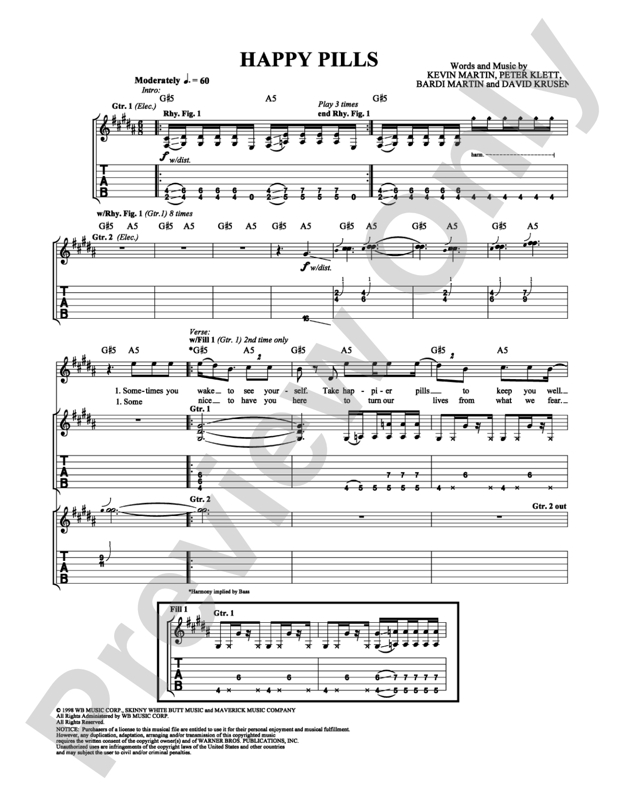Happy Pills: Guitar TAB Digital Sheet Music