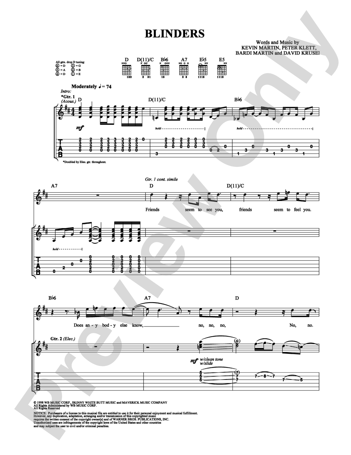 Blinders: Guitar TAB Digital Sheet Music