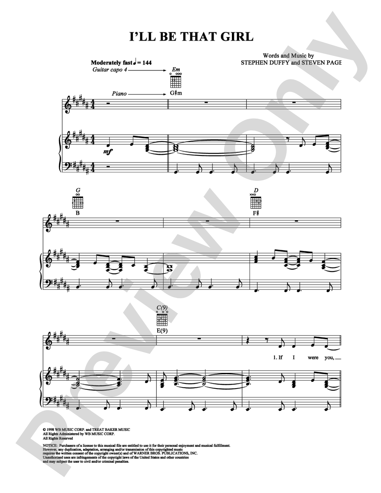 I'll Be That Girl: Piano/Vocal/Chords Digital Sheet Music
