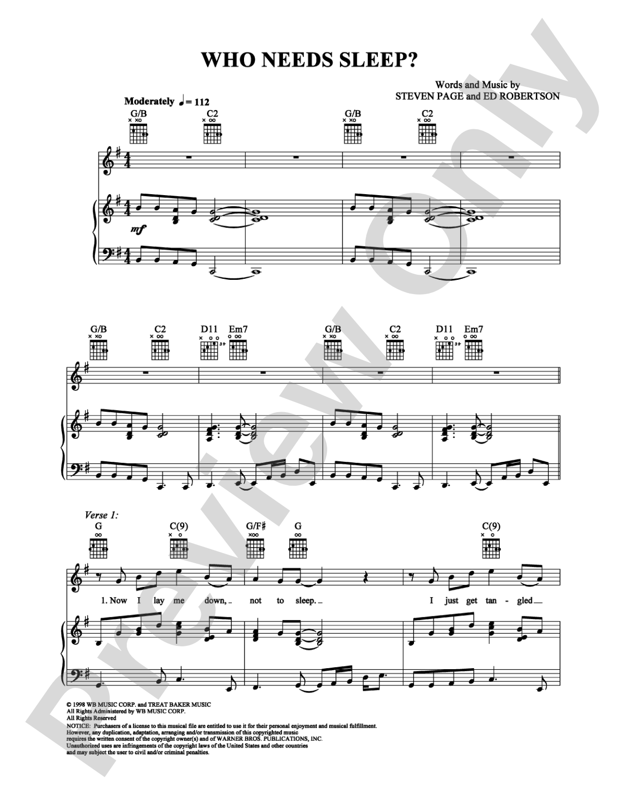 Who Needs Sleep?: Piano/Vocal/Chords Digital Sheet Music